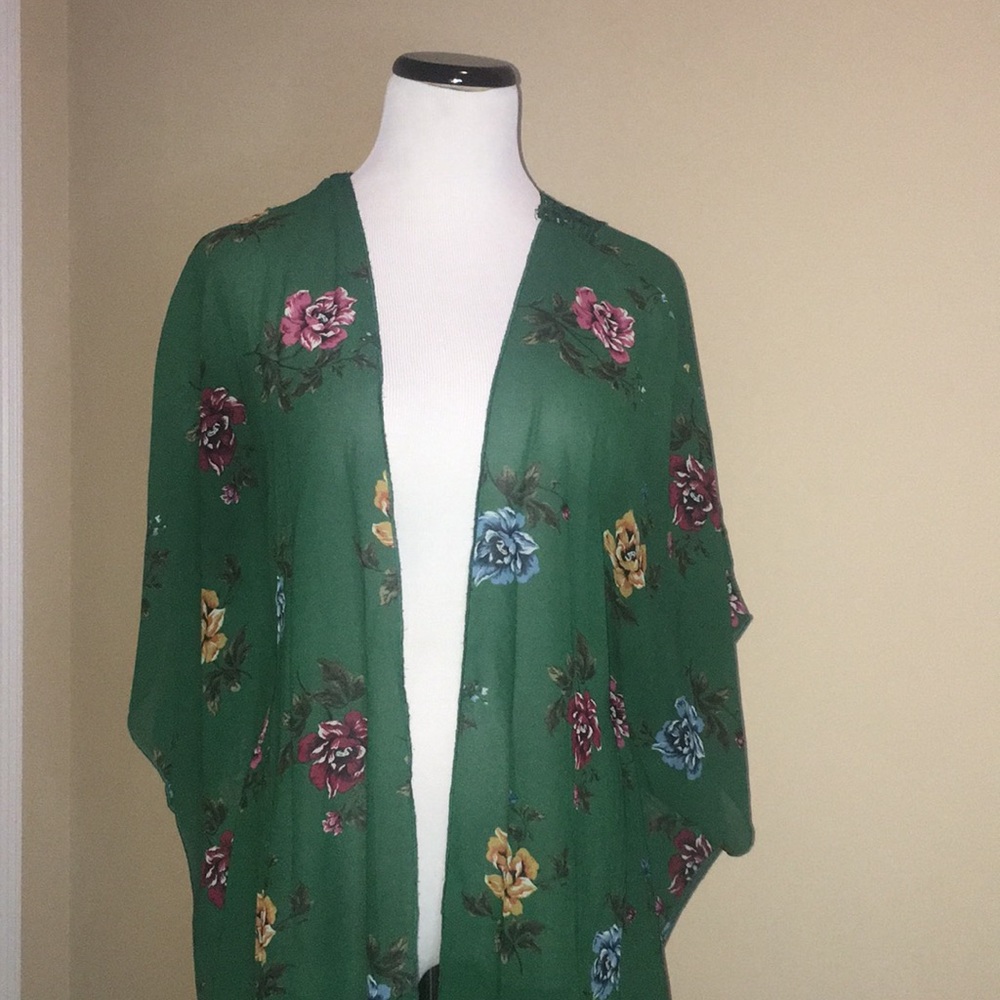 No Boundaries Women Open Front Floral XL Kimono